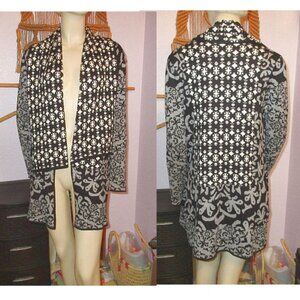 Gypsy Cashmere Blend Cardigan Sweater S Pockets Intarsia Goth Grunge Moody Emo